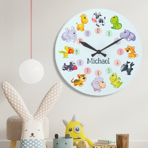 Grande Horloge Ronde Faune Fantaisiste : Amis Animaux Adorables