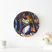 Grande Horloge Ronde Fauvist Child Modern Art Wall Clock (Maison)