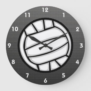 Grande Horloge Ronde Faux Carbon Fiber Volleyball