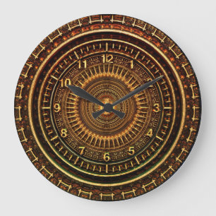 Grande Horloge Ronde Faux carved Wood Clock