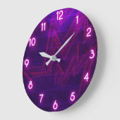 Grande Horloge Ronde Faux électriques violet noir Mur en brique (Angle)