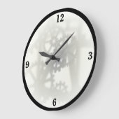 Grande Horloge Ronde Faux engrenages transparents (Angle)