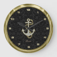 Faux Glitter Nautical Anchor Black Background 2