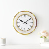Grande Horloge Ronde Faux Gold White Trim Numéros romains (Maison)