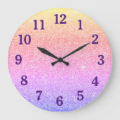 Grande Horloge Ronde Faux Pastel Rainbow Gradient Parties scintillant (Recto)