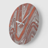 Grande Horloge Ronde Faux Sandstone rouge et gris ondulé (Angle)