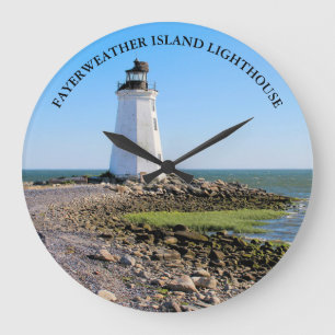 Grande Horloge Ronde Fayerweather Island Lighthouse CT Round Wall Clock