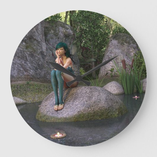 Grande Horloge Ronde Fée à l'étang enchanté (Recto)