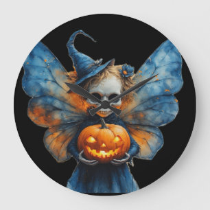 Grande Horloge Ronde Fée d'Halloween