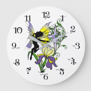 Grande Horloge Ronde Fée d'ombre d'iris