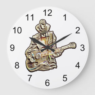 Grande Horloge Ronde Feel the Blues - Conception de guitare artistique
