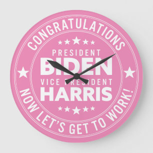 Grande Horloge Ronde Félicitations au président Biden, VP Harris ! Coul