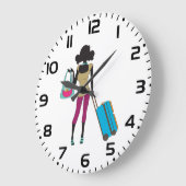 Grande Horloge Ronde Femme Avec Une Valise (Angle)