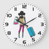 Grande Horloge Ronde Femme Avec Une Valise (Recto)