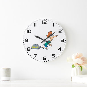 Grande Horloge Ronde Femme drôle portant des bagages émotionnels