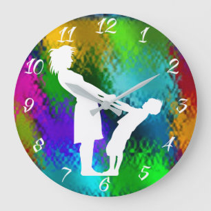 GRANDE HORLOGE RONDE FEMME ET ENFANT