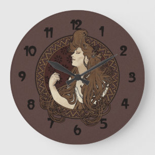 Grande Horloge Ronde Femme haïe noire Art Nouveau