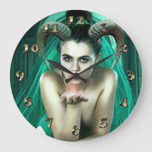 Grande Horloge Ronde Femme Imaginaire jouant au poker