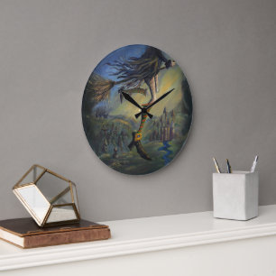 Grande Horloge Ronde Femme Sorcière