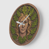 Grande Horloge Ronde Femme verte - Bois (Angle)