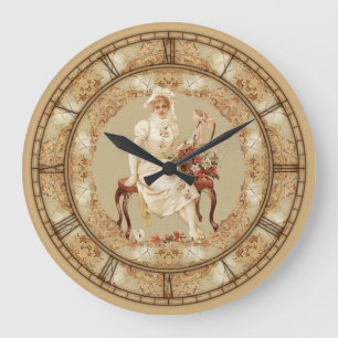 Grande Horloge Ronde Femme vintage sur le banc