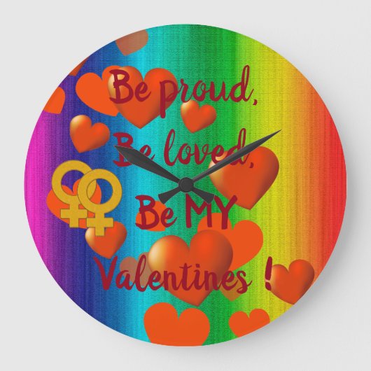 Grande Horloge Ronde Femmes d'amour arc-en-ciel (Recto)