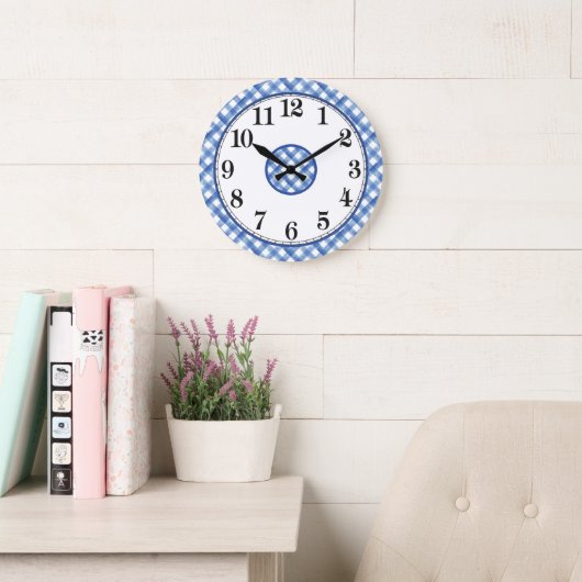 Grande Horloge Ronde Ferme bleue et blanche (Salle de lecture)