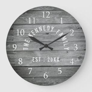 Grande Horloge Ronde Ferme en bois reprise rustique