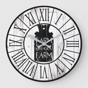 Grande Horloge Ronde Ferme Maison Blanche Bois Rustique Pot à Lait Ferm