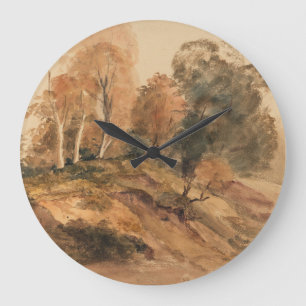 Grande Horloge Ronde Ferme moderne Automne Automne Paysage Peinture