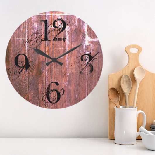 Grande Horloge Ronde Ferme Rustic County Wood
