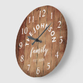 Grande Horloge Ronde Ferme rustique de nom de famille fait sur commande (Angle)