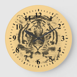 Grande Horloge Ronde Fermeture de la face du tigre 2
