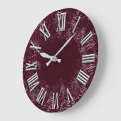 Grande Horloge Ronde Fern Beetroot Gray Metal Grey Woodlan Roman Number (Angle)