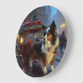 Grande Horloge Ronde Festin de Noël de Papillon (Angle)