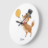 Grande Horloge Ronde Festive animals - Fawn (Angle)