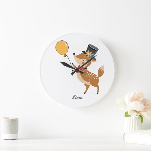 Grande Horloge Ronde Festive animals - Fawn (Maison)