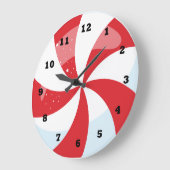 Grande Horloge Ronde Festive Noël de menthe (Angle)