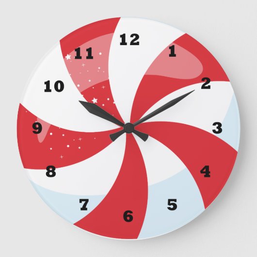 Grande Horloge Ronde Festive Noël de menthe (Recto)