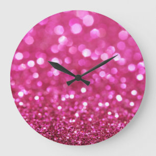 Grande Horloge Ronde Festive Rose foncé : Élégant Abstrait.