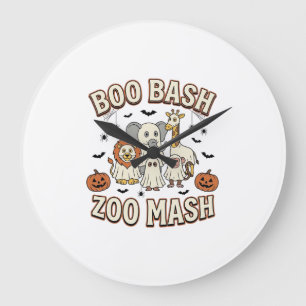 Grande Horloge Ronde Fête amusante d'animaux de Zoo Boo Bash Halloween_