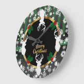 Grande Horloge Ronde Fête de Noël de Reindeer (Angle)