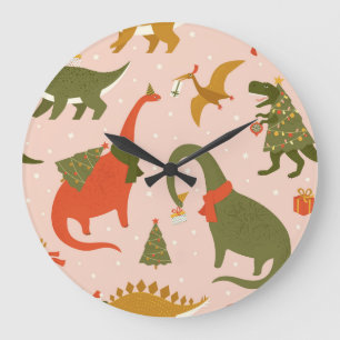 Grande Horloge Ronde Fête de Noël Dino : Tree Rex