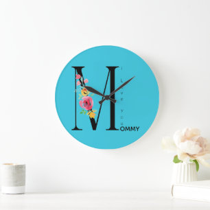 Grande Horloge Ronde Fête des Mères,Cadeau pour maman, Je t'aime Maman