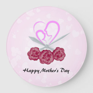 Grande Horloge Ronde Fête des mères Muguet et Œillet
