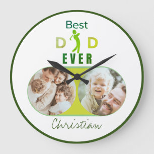 Grande Horloge Ronde Fête des pères photo de famille moderne Meilleur p