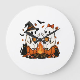Grande Horloge Ronde Feu de camp fantôme Halloween