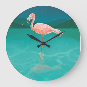 GRANDE HORLOGE RONDE FEU FAMINGO ART WALL CLOCK