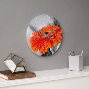 Grande Horloge Ronde Feu sur les pétales