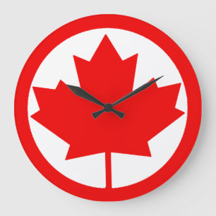 Grande Horloge Ronde Feuille d'érable du Canada